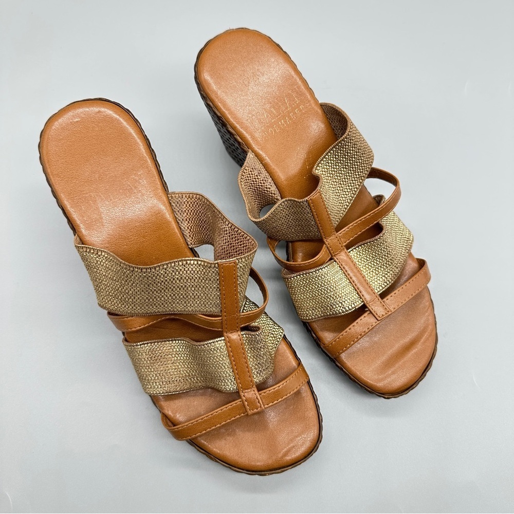Italia ShoeMaker Elegant Tan and Brown Women's Sandals